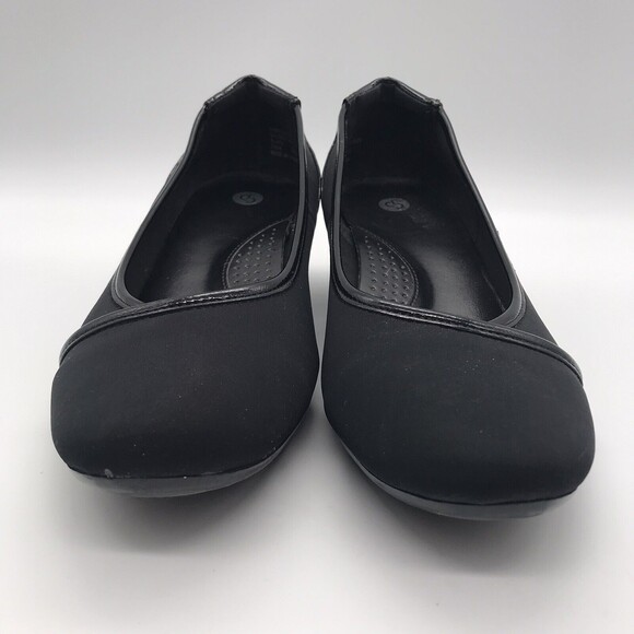 C.P. Company Women's size 9W Black on Black Fabric & Patent Wedge Comfort Shoes - Picture 2 of 9